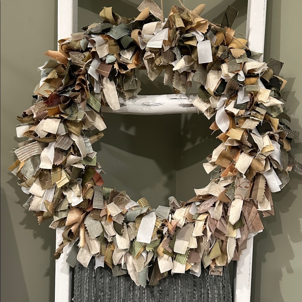 Handmade Rustic Multicolor Fabric Wreath